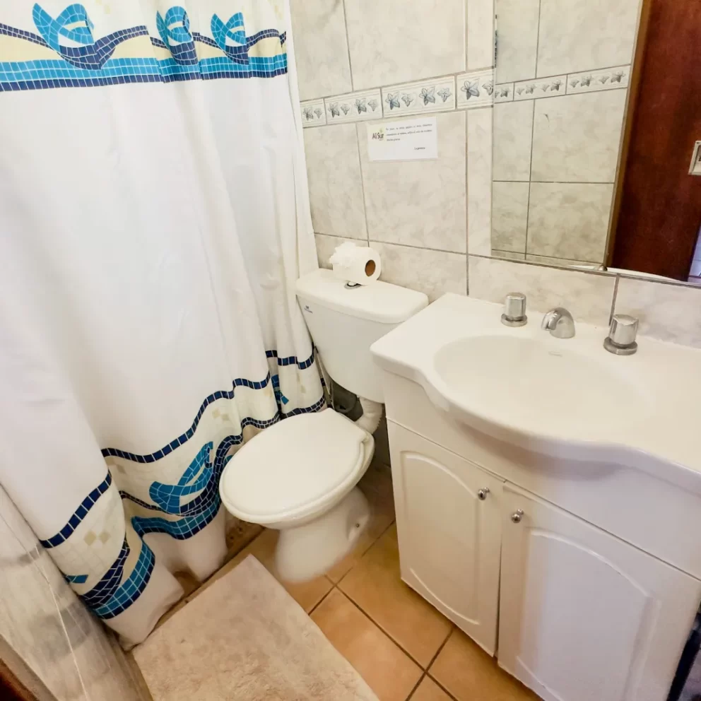 Estimados Huéspedes: Nuestro Apart Hotel en Malargüe 10 Baño con ducha, lavatorio, inodoro y vidematic de las habitaciones singles y dobles matrimoniales del Al Sur Apart de Malargüe Mendoza